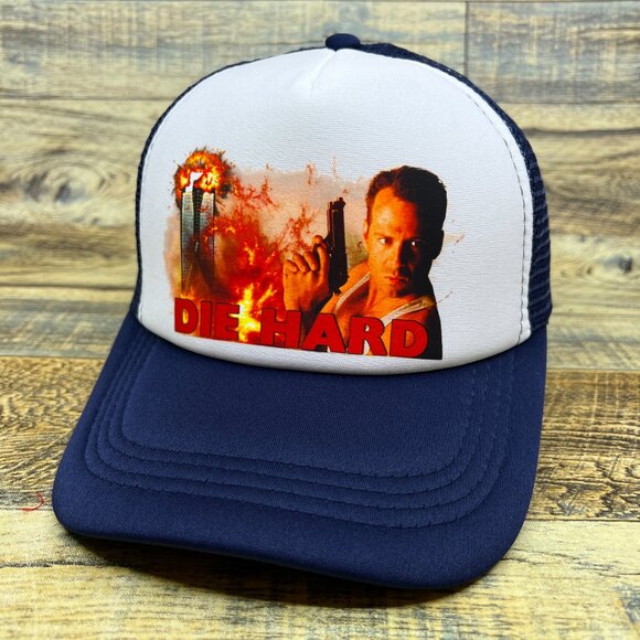 Die Hard Mens Trucker Hat Navy Snapback 80s Action Yippee-ki-yay Baseball Cap - Picture 3 of 5